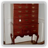 F08. Handcrafterd mahogany highboy dresser. 69"h x39"w x 20.25"d - $1,200